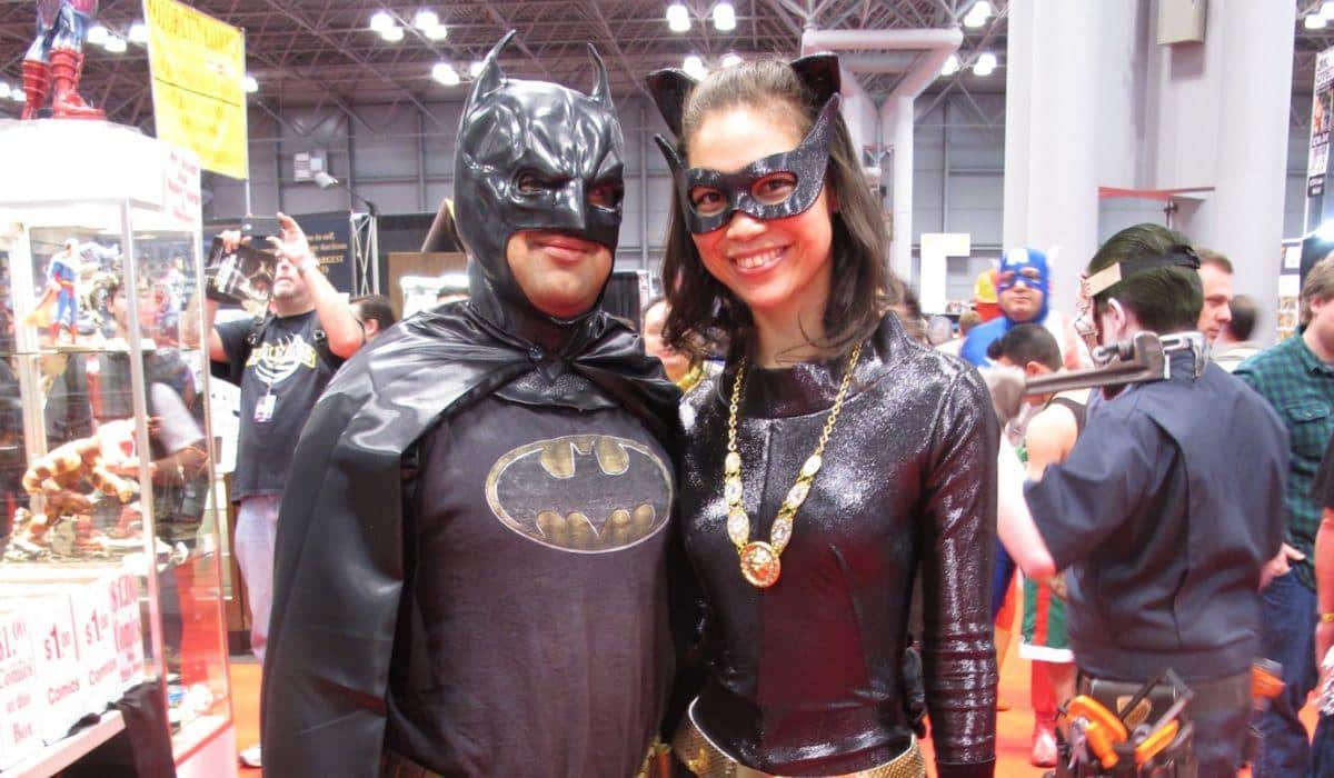 batman and catwoman smiling